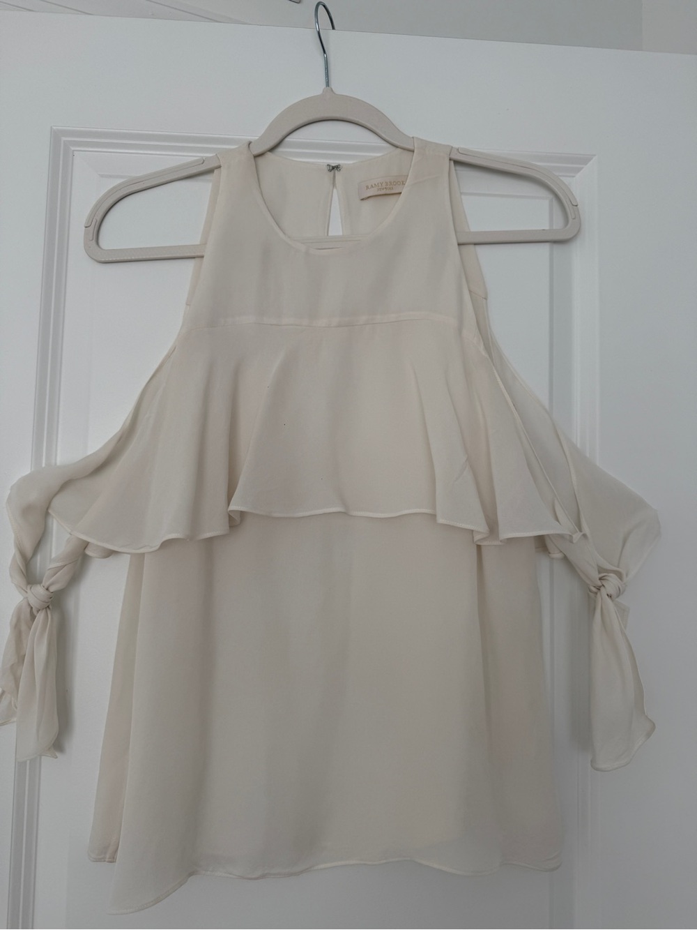 Ramy Brook Cream Silk Sleeveless Top